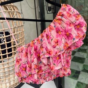 Floral One Shoulder Crop Top
